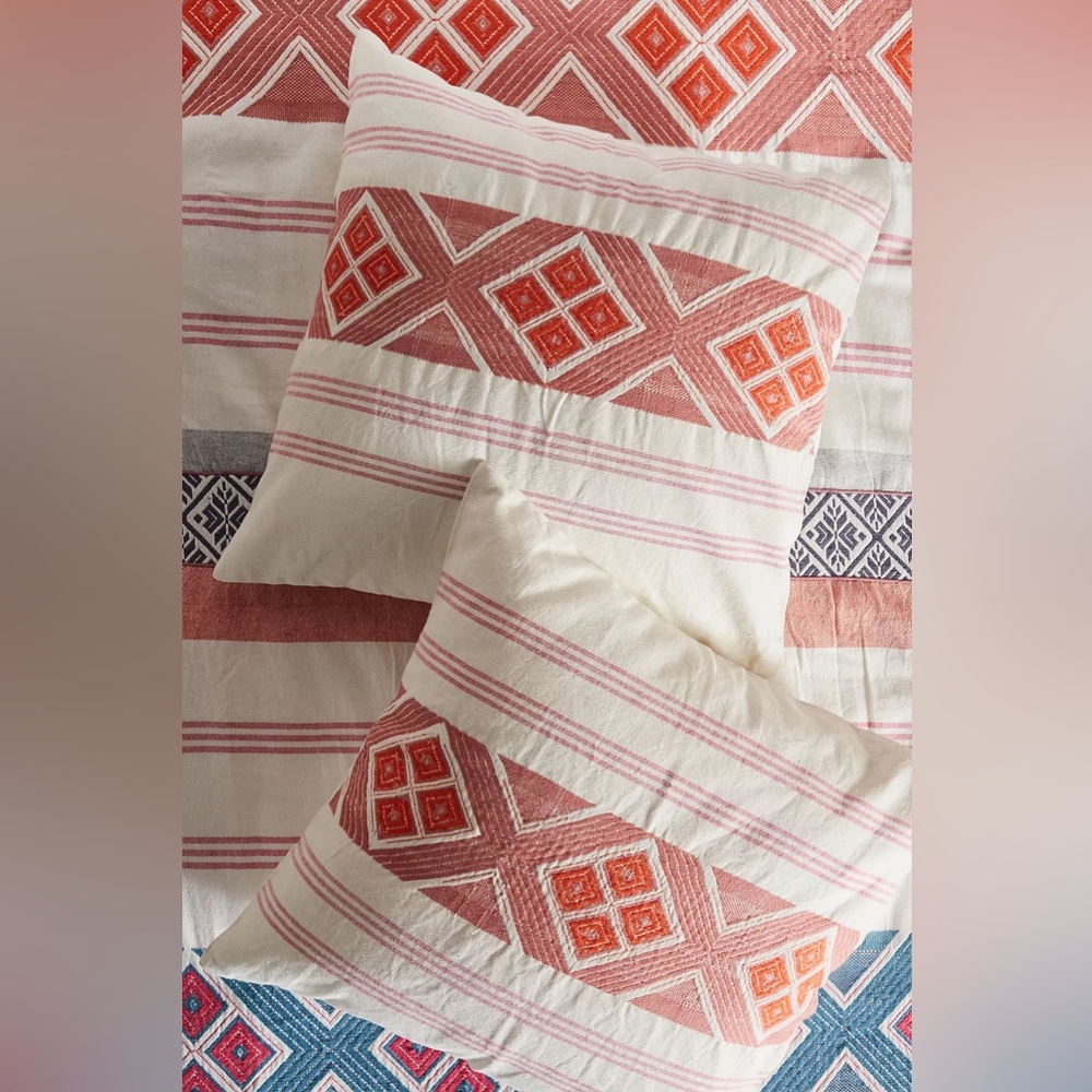 Anthropologie Woven Rosewood Euro Shams, Set of 2